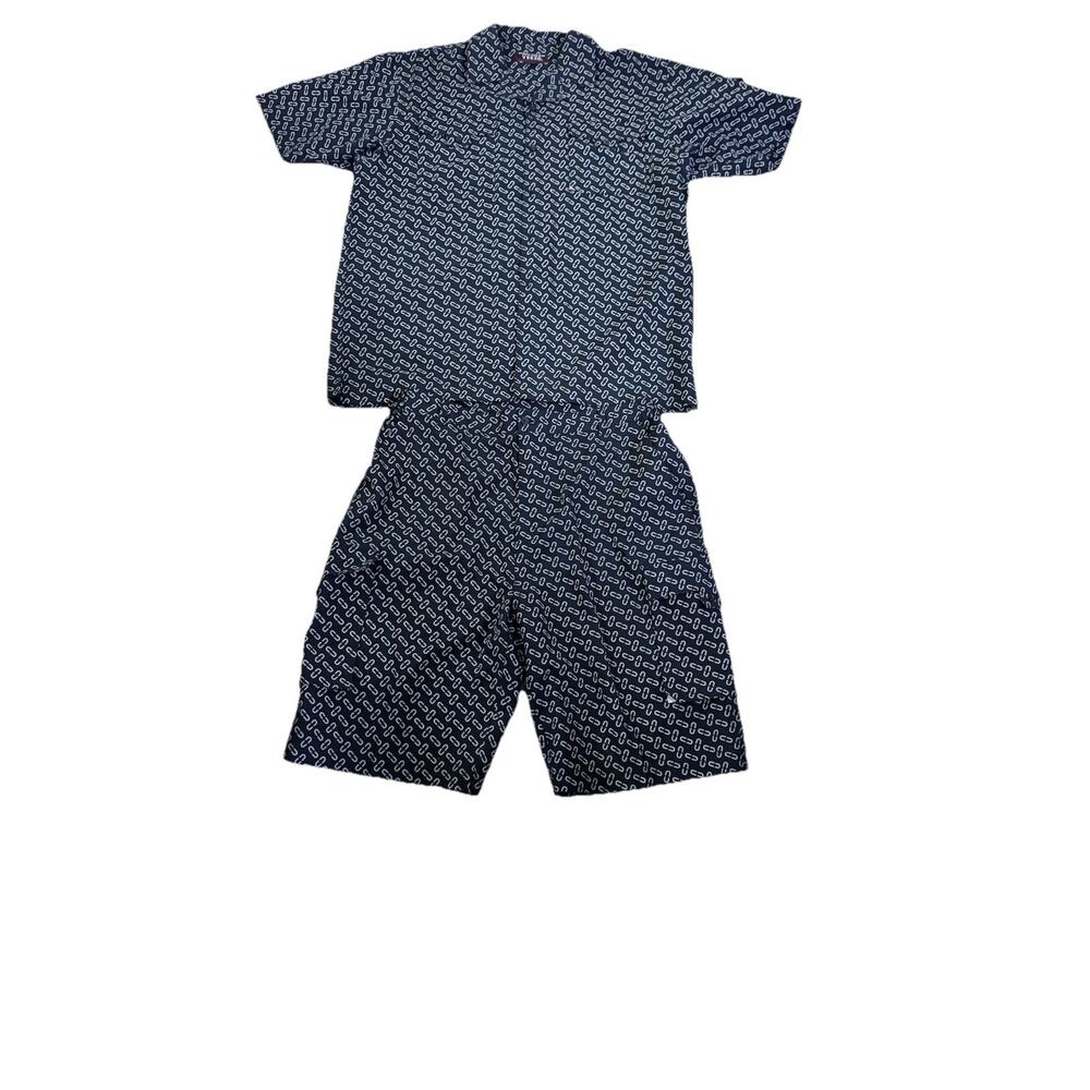 Veezo Wear Shirt Shorts Set 3XLMens Vintage Rare Black Graphic Print- Big & Tall